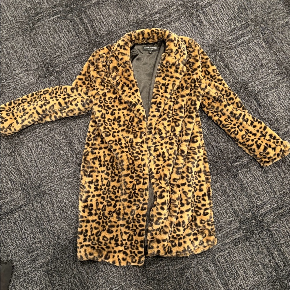 Central Park West Leopard Print Teddy Jacket
